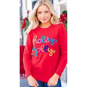 Staccato Sweater Red "holly Jolly' Size Medium